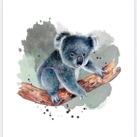 Blue grey watercolor Koala portrait wall art home decor poster print - Picture 4 of 4